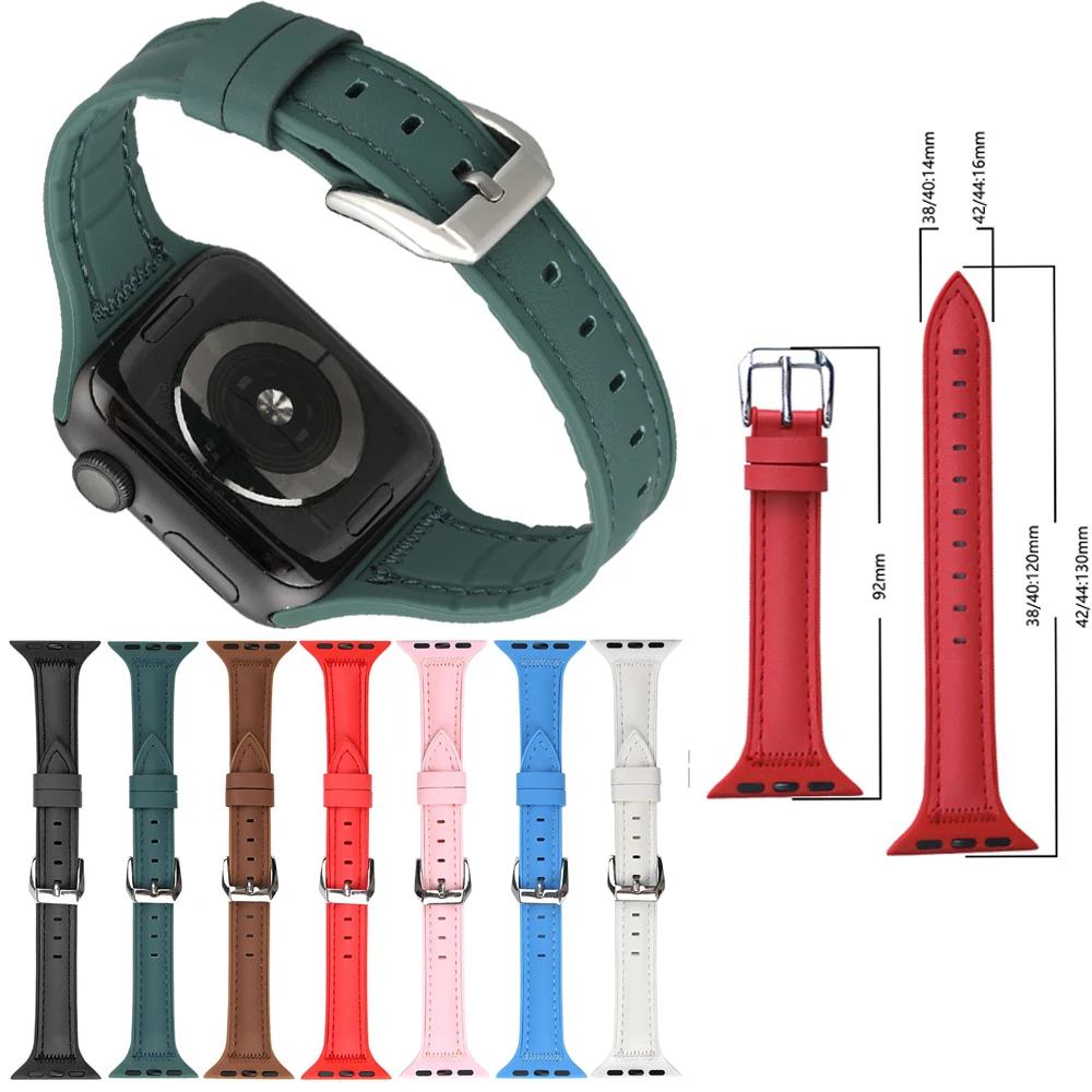 Ремешок из натуральной кожи для Apple Watch 6 SE 5 4 3 2 1 38 мм 40 кожаный мужской браслет iwatch