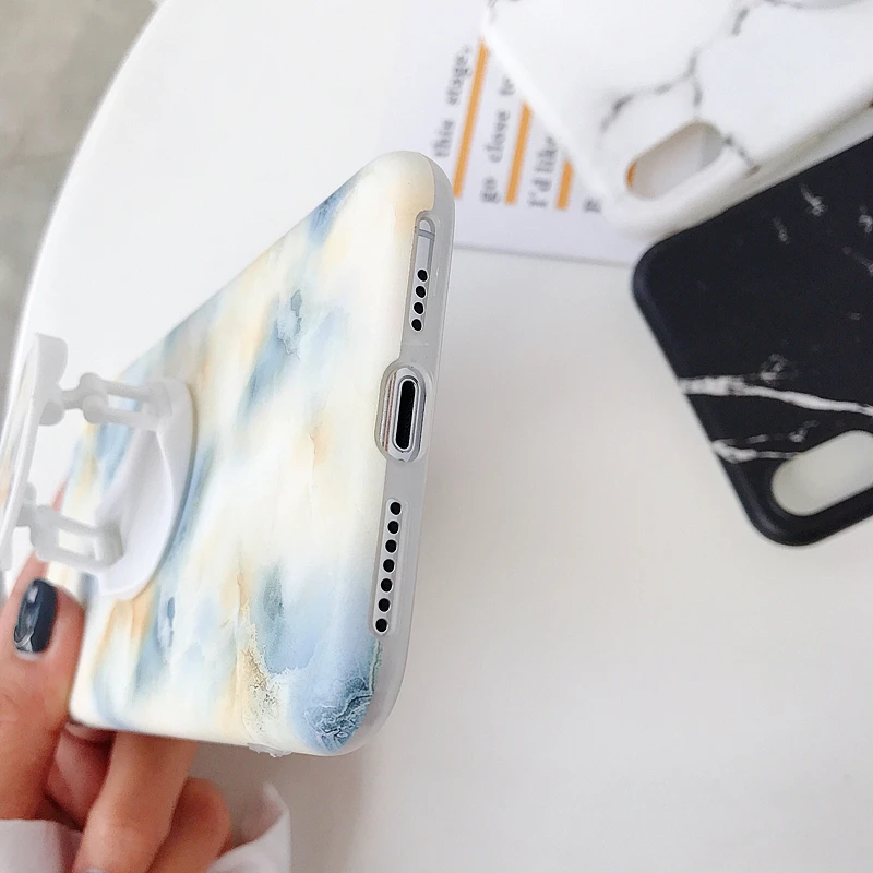 Для iPhone 11 Pro Max X XS XR MAX 6S 6 7 8 Plus мраморный Чехол Мягкий Силиконовый ТПУ с подставкой