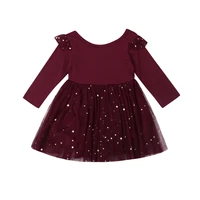 toddler baby girl 12m 5t clothes solid color long sleeve party pageant sequin tulle prinecess dress