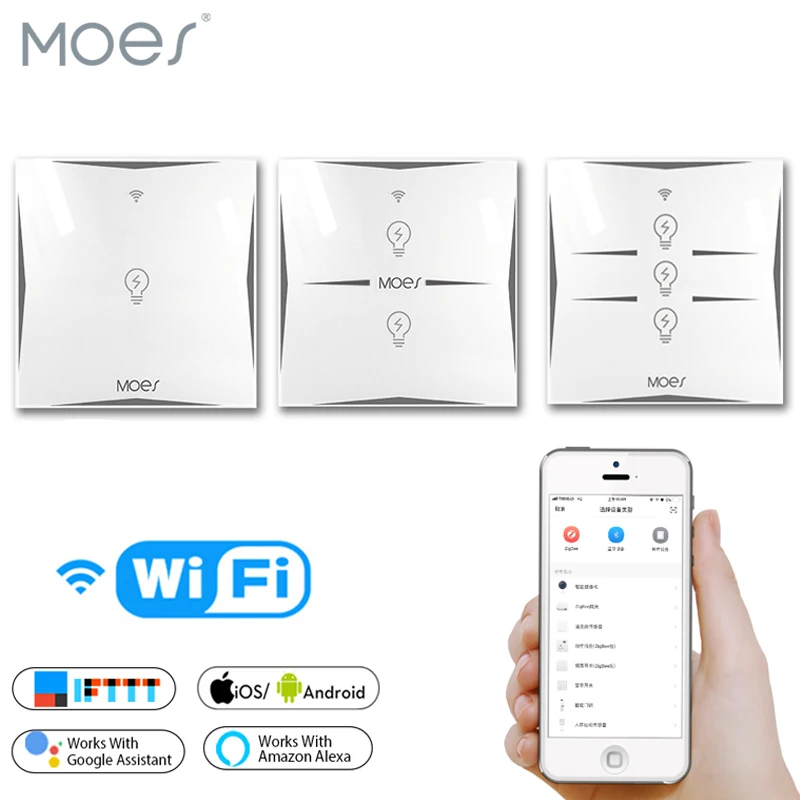 Wifi умный дом настенный сенсорный выключатель ЕС розетка стеклянная панель Smart