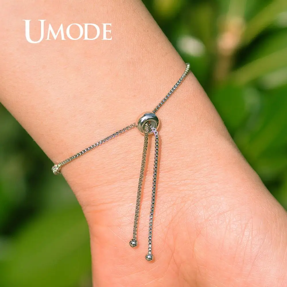 Женские теннисные браслеты UMODE круглые с фианитом и кристаллом кубического