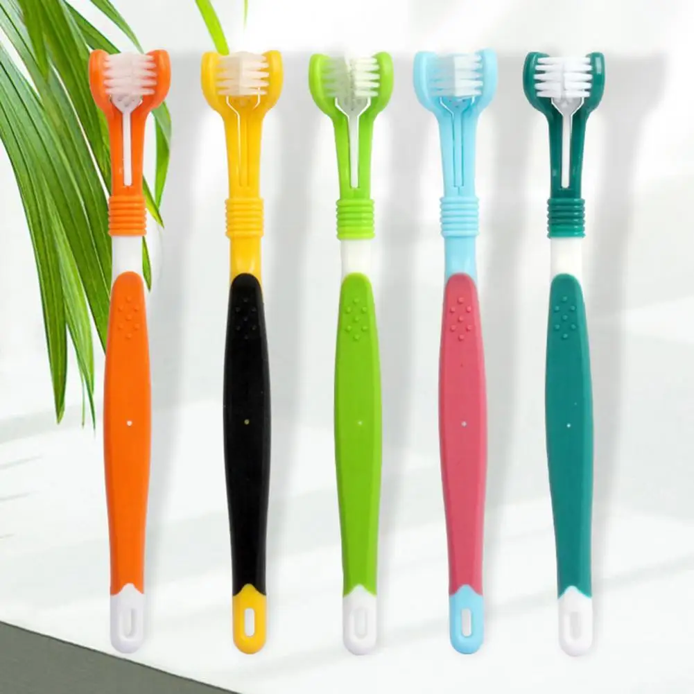 

Plastic Multi-angle Cleaning Oral Care for Oral Care Three Sided Toothbrush Soft Pet Dog Bristle for Oral Care