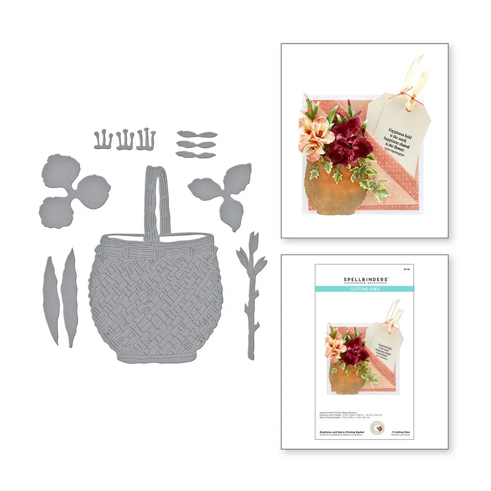 

Gladiolus and Berry Picking Basket Etched Dies 2021 Arrival New Scrapbook Diary Embossing Template Diy Greeting Card Handmade
