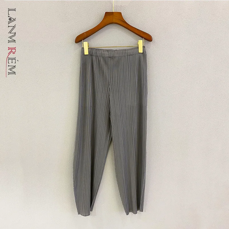 

LANMREM New Women Pants Thin High Waist Casual Pleated Temperament Loose Fit Fashion Tide Autumn 2021 2P2263
