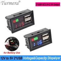 3s 12v 4s 12 8v lifepo4 lithium battery digital display voltmeter dual usb charger qc 3 0 2 1a for mobile phone charging