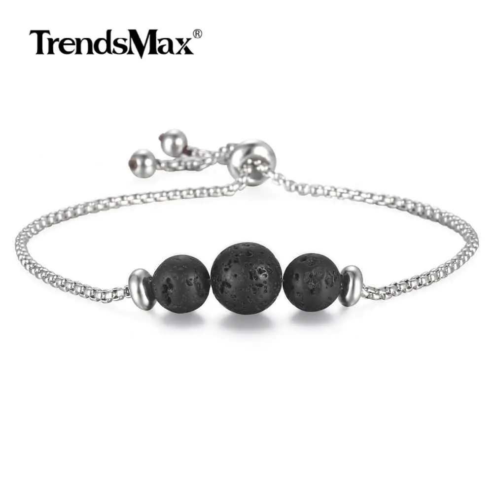 Trendsmax браслет с регулируемой длиной для мужчин женщин черный эфирное масло