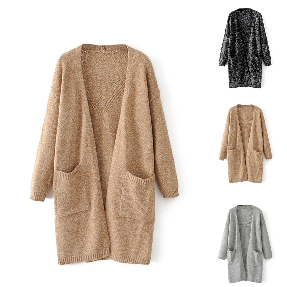 Женская просторная вязаная кофта 2019 теплая Осенняя Верхняя одежда Один размер