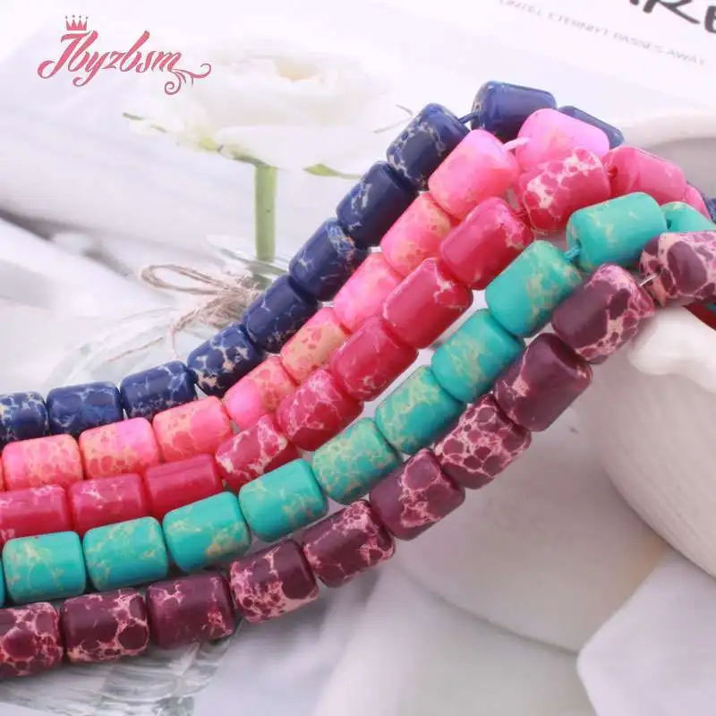 

8x10mm Natural Sea Sediment Drum Shape Smooth Loose Specer Stone Beads For DIY Jewelry Making Necklace Bracelet Strand 15"