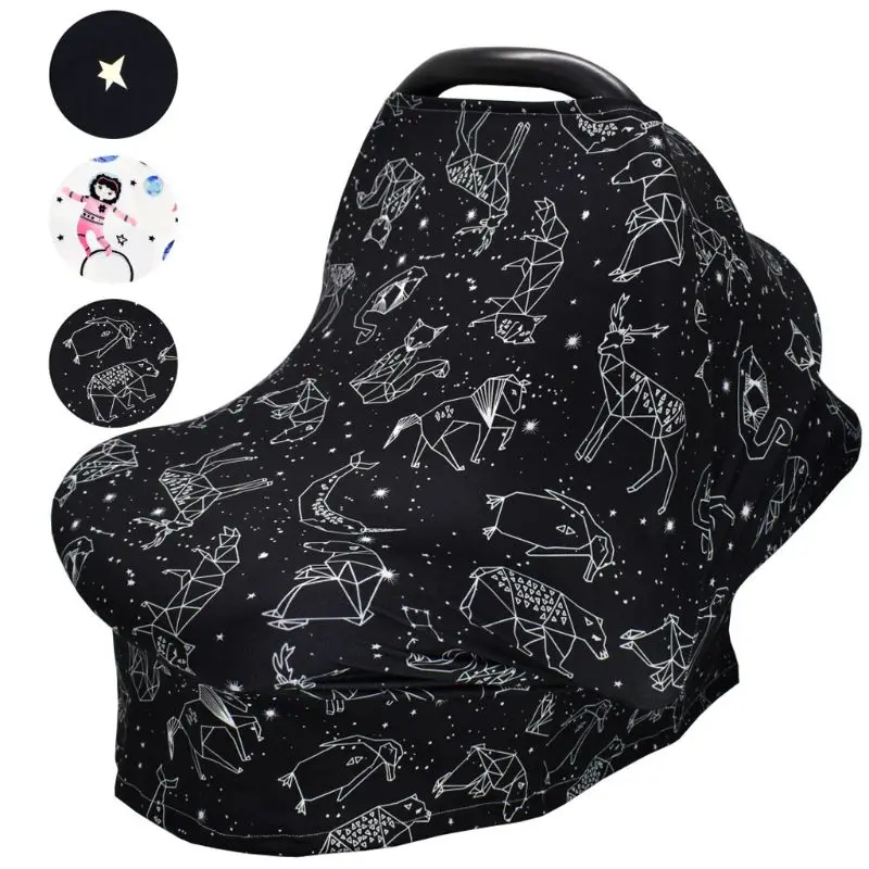 

4-in-1 Multi-use Baby Stretchy Cover Car Seat Canopy/Nursing Cover/Shopping Cart Cover/Infinity Scarf Perfect Gift for Baby