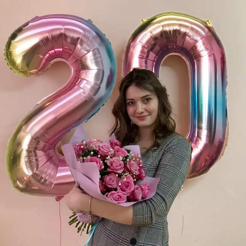 Colorful Воздушные шары 32/40 дюймов фольги номер золото вечерние день рождения аций дети для вечеринки в честь рождения мальчика Девочка балони - Цвет: Colorful