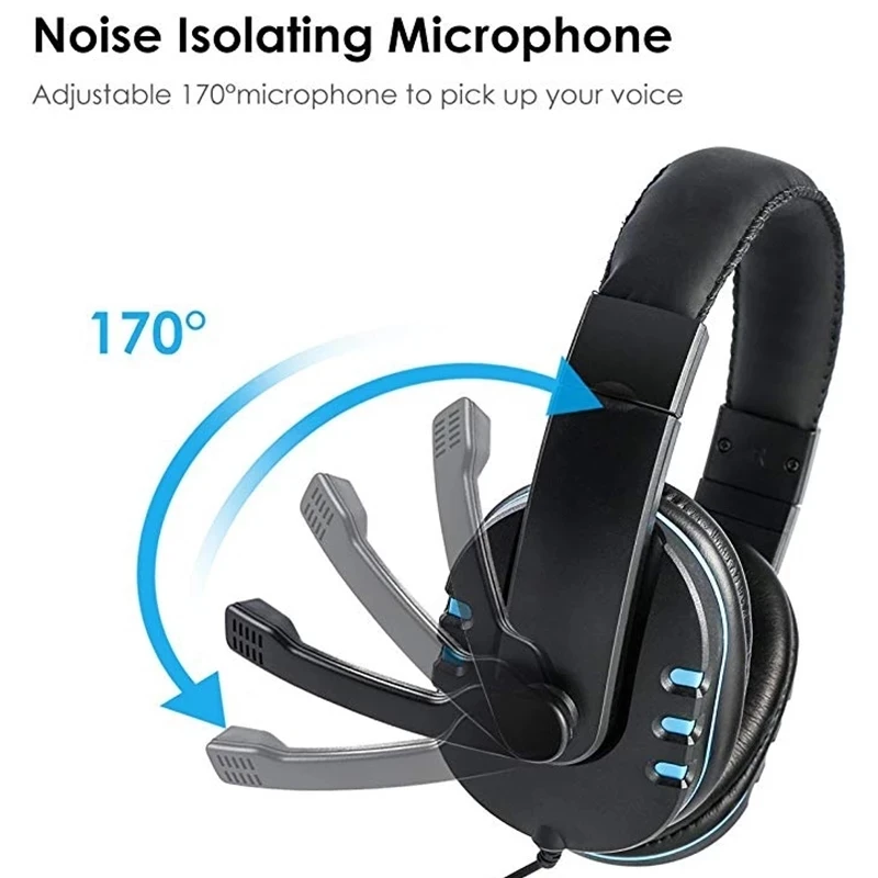3 5mm wired gaming headset with mic for computer noise isolation volume control gaming headphone bass stereo for pc ps4 laptop free global shipping