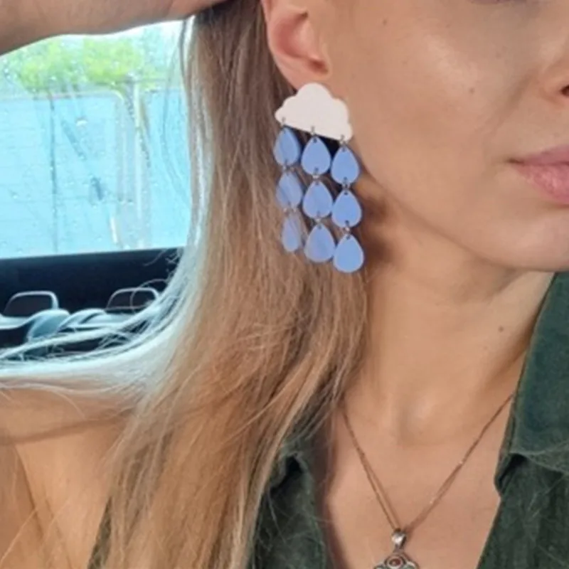 Женские квадратные серьги AOMU разноцветные акриловые в форме облака 1 пара |