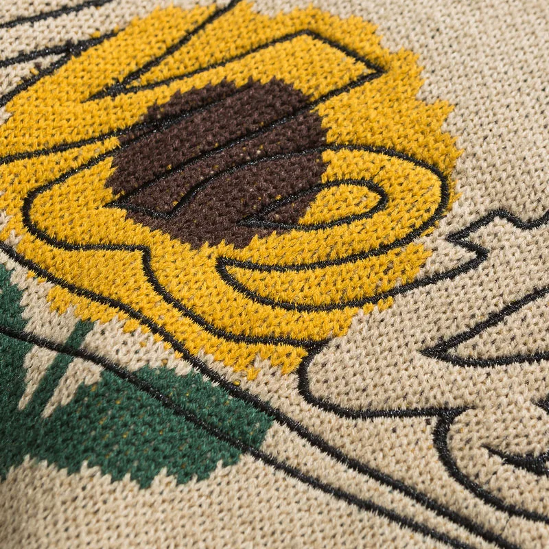

Vincent Van Gogh Sunflowers Sweater Streetwear Men Hip Hop Knitted Sweater Pullover Checkered Autumn Retro Sweater Street Style