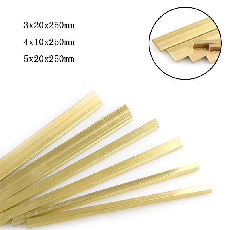1pcs Brass Flat Bar Plate Strip Length 250mm for DIY Tools Metal Bras Solid Rod