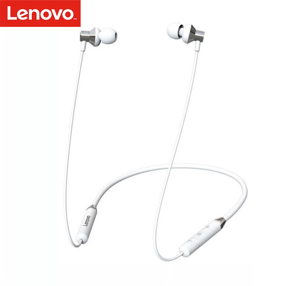 Белый Наушники lenovo HE05 BT наушники BT5.0 Спортивная гарнитура с защитой от пота беспроводные наушники для бега с шумоподавлением магнитные наушники - Цвет: Белый