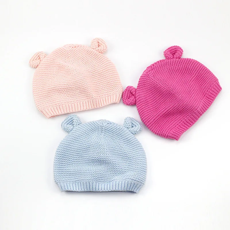 Шапочка для маленьких девочек и мальчиков зимняя шапка Осенняя вязаная теплая