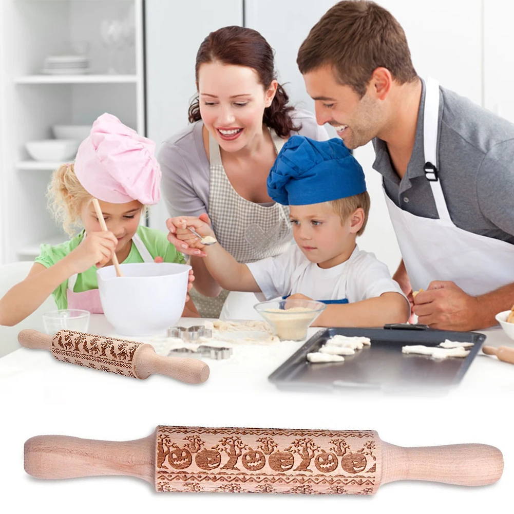 14 дюймовое тиснение на Хэллоуин Скалка Для Выпекания печенья лапши печенье