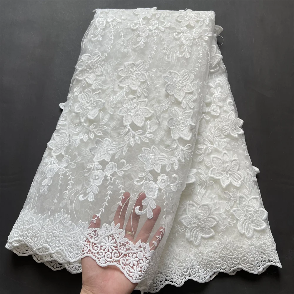 Гипюровая кружевная ткань с вышивкой 5 ярдов 2019 Высококачественная нигерийская
