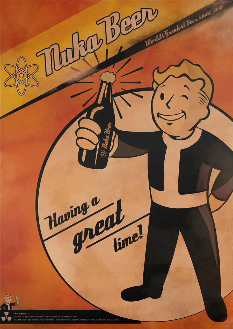 movie1 Fallout 3 4 игровой плакат Классический рисунок настенное Искусство Наклейка бумага для поделок в стиле ретро Античная живопись кафе, бар, паб домашний декор 42x30 см - Цвет: movie1