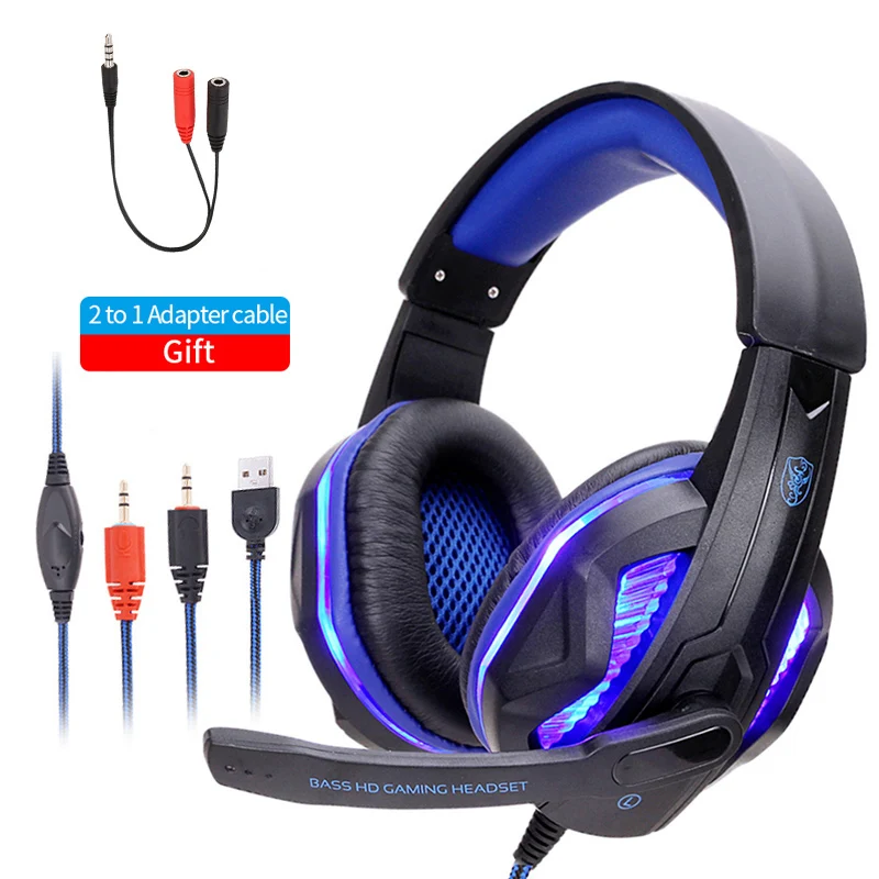 

Professional Led Light Gamer Headset For Computer PS4 PS5 Fifa 21 Gaming Headphones Bass Stereo PC Wired Headset With Mic Gifts
