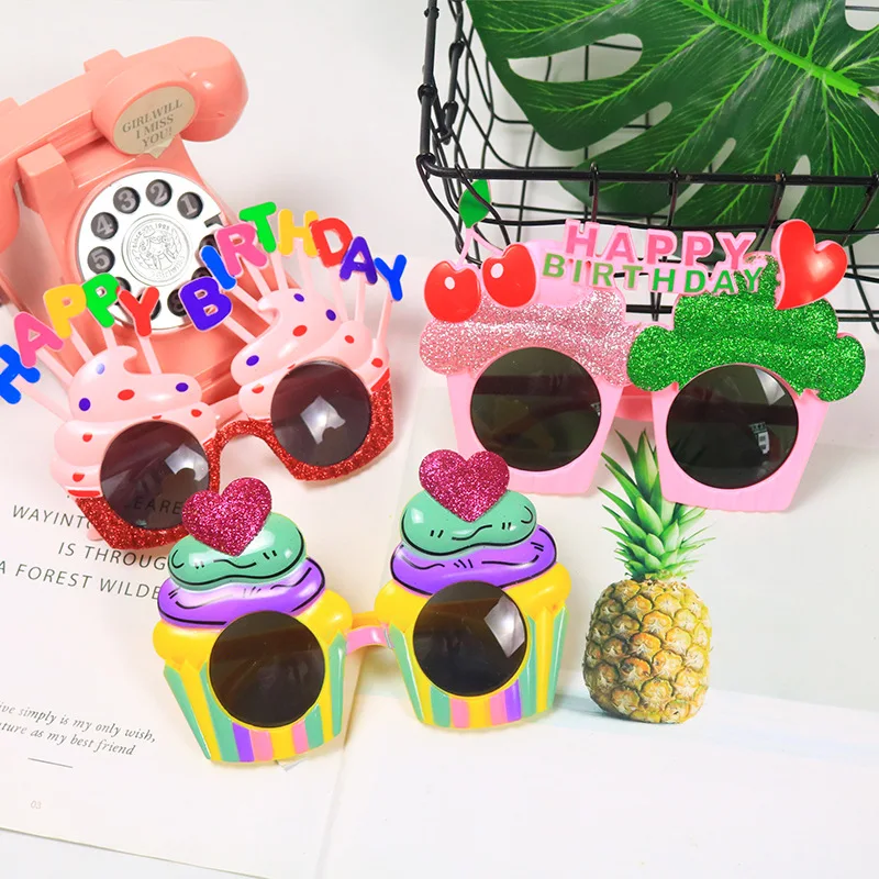 

Happy Birthday Glasses Cute Candle Eyeglasses Funny Summer Hawaii Party Sunglasses for Kids Birthday Photobooth Props Supplies