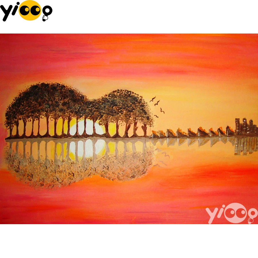 

Алмазная мозаика с квадратными/круглыми стразами BX2115, вышивка крестиком, закат, озеро, живописная мозаика, домашний декор, подарок