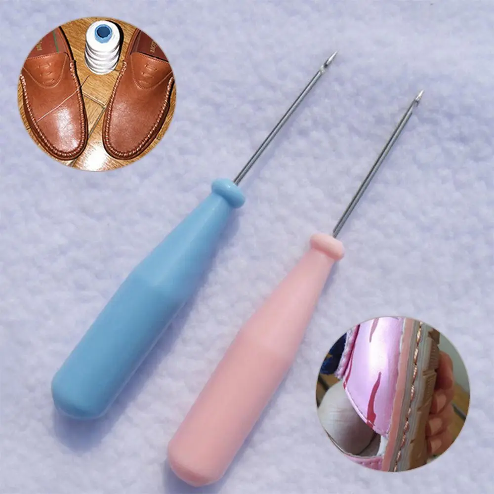 

Steel Stitcher Sewing Awl Shoes Bags Hole Hook DIY Handmade Leather Tool Plastic Handle Cone Needle Shoe Repair Needles NEW