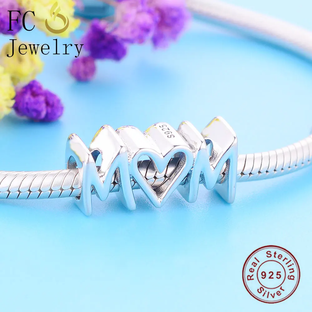 FC Jewelry Fit Original Brand Charm Bracelet 925 Sterling Silver Letter Alphabet Script Mom Bead Making Family Kids Berloque | Украшения и