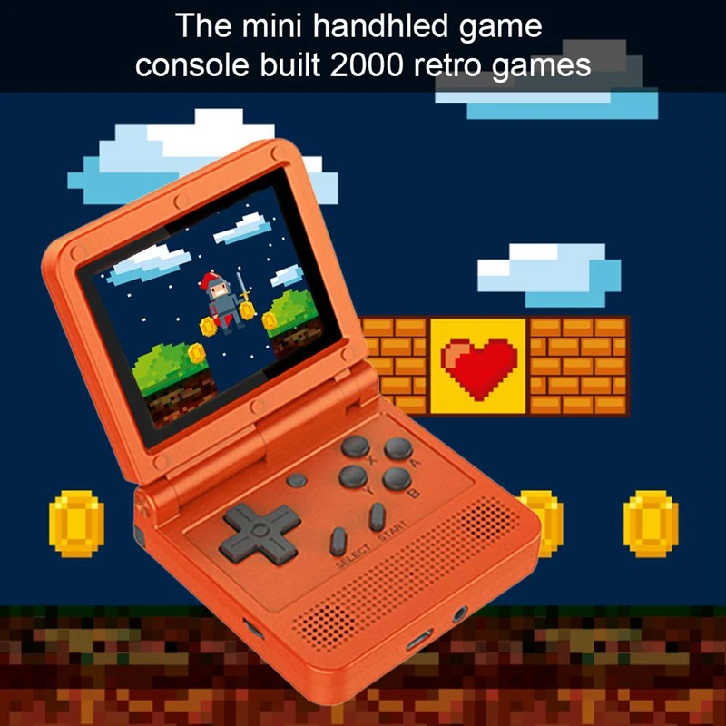 

V90 IPS Retro Games 3.0 Inch Flip Handheld Console Dual Open System Game Console 16 Simulators PS1 Kids Gift