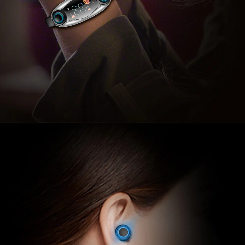 T90 фитнес-Браслет беспроводные bluetooth-наушники 2 в 1 Bluetooth 5 0 чип IP67