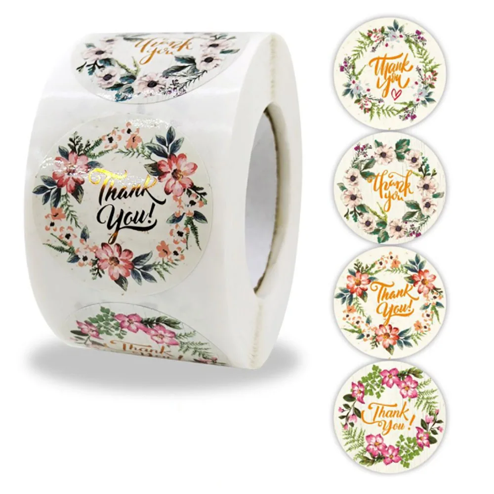 

50-500pc Floral Thank You Stickers Thank You For Supporting My Small Business Sticker For Stationery Jewelry Box Seal Decoration
