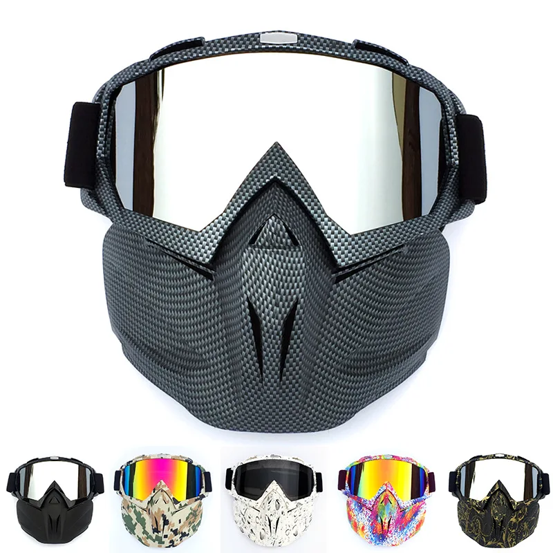 Men Women Motocross Goggles Snowmobile Ski Goggles Windproof MX Bike Motorcycle UV Protective Safety Glasses with Mouth Filter