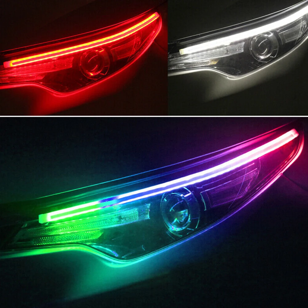 Тонкий гибкий светодиодный DRL неоновая полоска управление через приложение RGB 60