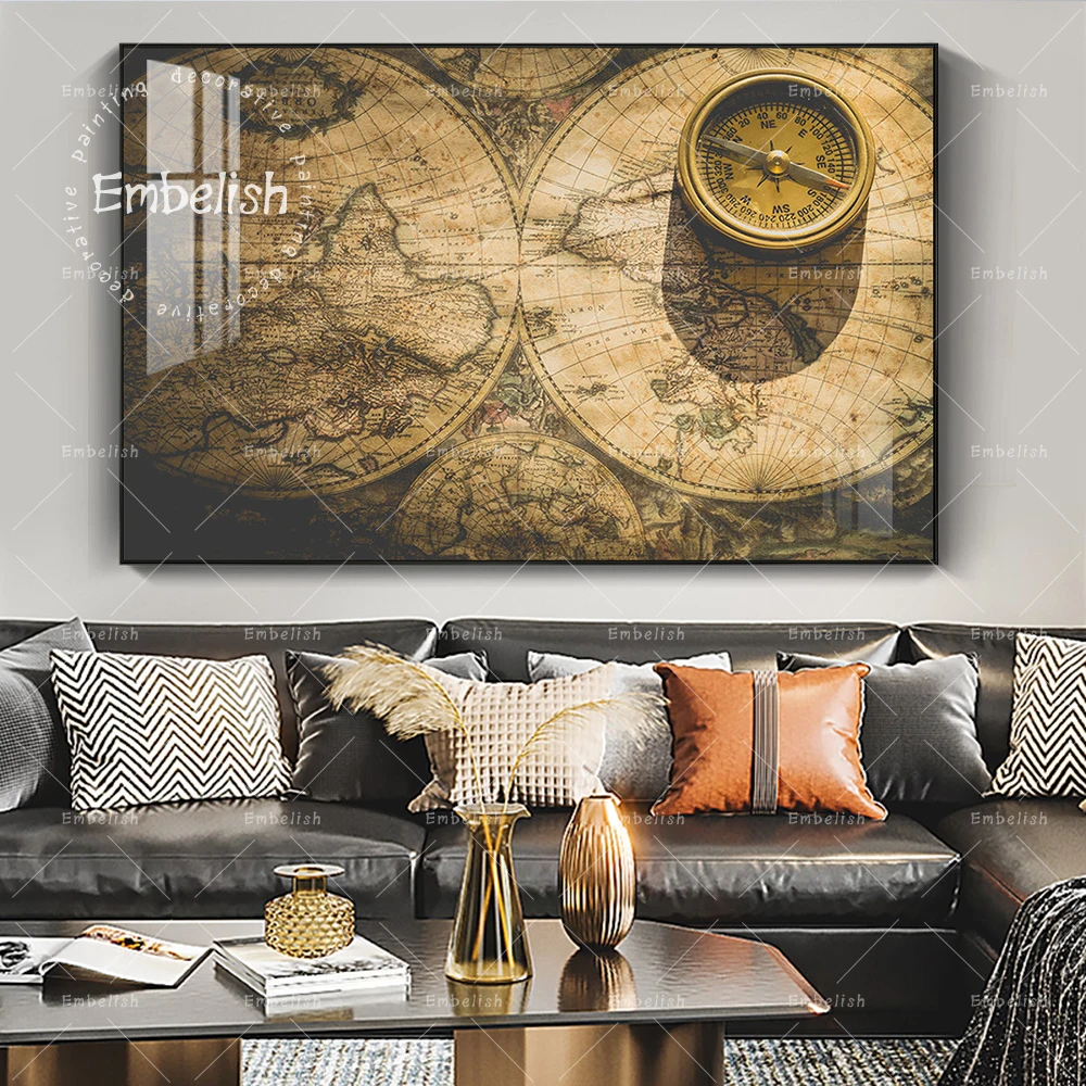 

1 Pieces Vintage World Map HD Print On Canvas Paintings For Living Room Wall Art Pictures Home Decor HD Spray Canvas Paintings