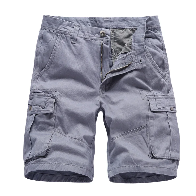

2021 Summer Men's Multi-Pockets Military Cargo Shorts Male Cotton Short Pants Men's Casual Tactical Shorts No Belt