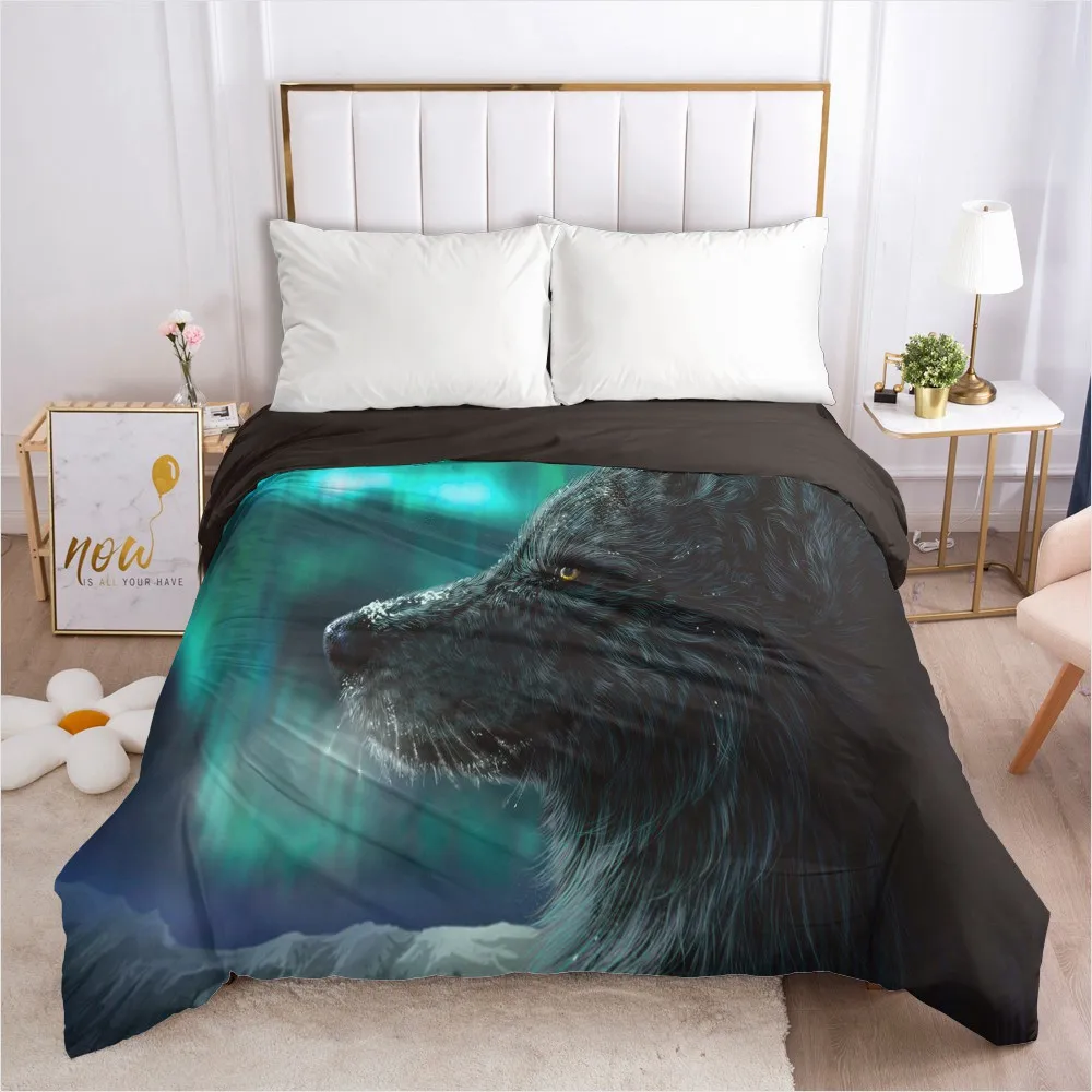 Комплект постельного белья с 3d изображением животных волков пододеяльник