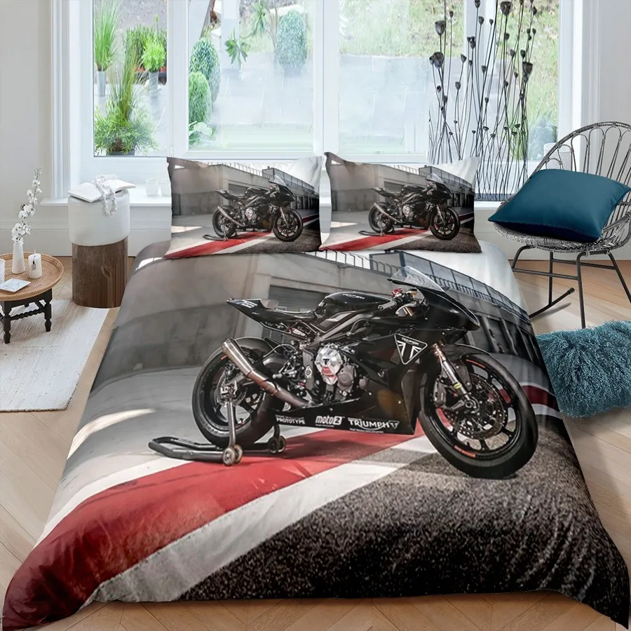 Хит продаж спортивный гоночный автомобиль мотоцикл принт Постельное белье Для