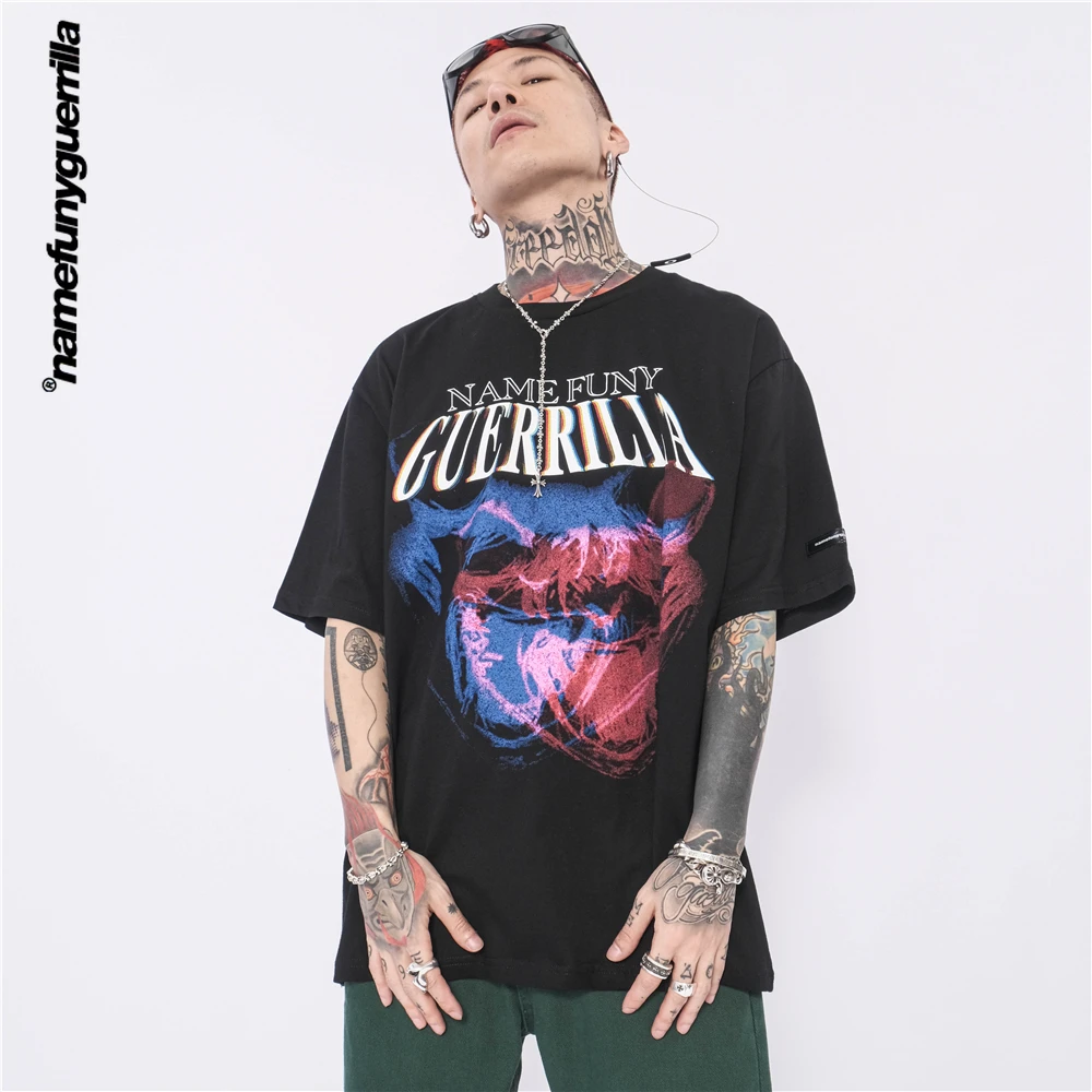 

Namefunyguerrilla Devil Graphic Oversized t shirt Hip Hop Streetwear Tshirt Harajuku Summer Short Sleeve T-Shirt Tops Tees LS03