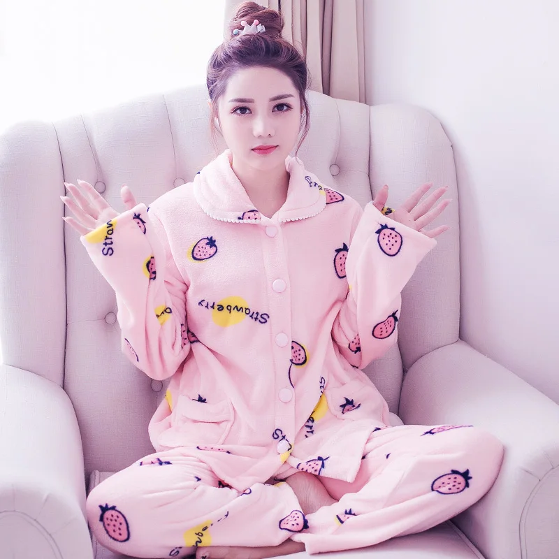 

Pajama Sets Women Homewear Long Sleeve High Quality Comfortable Womens Winter Pajamas Korean Style Loose Casual Sleepwear Chic