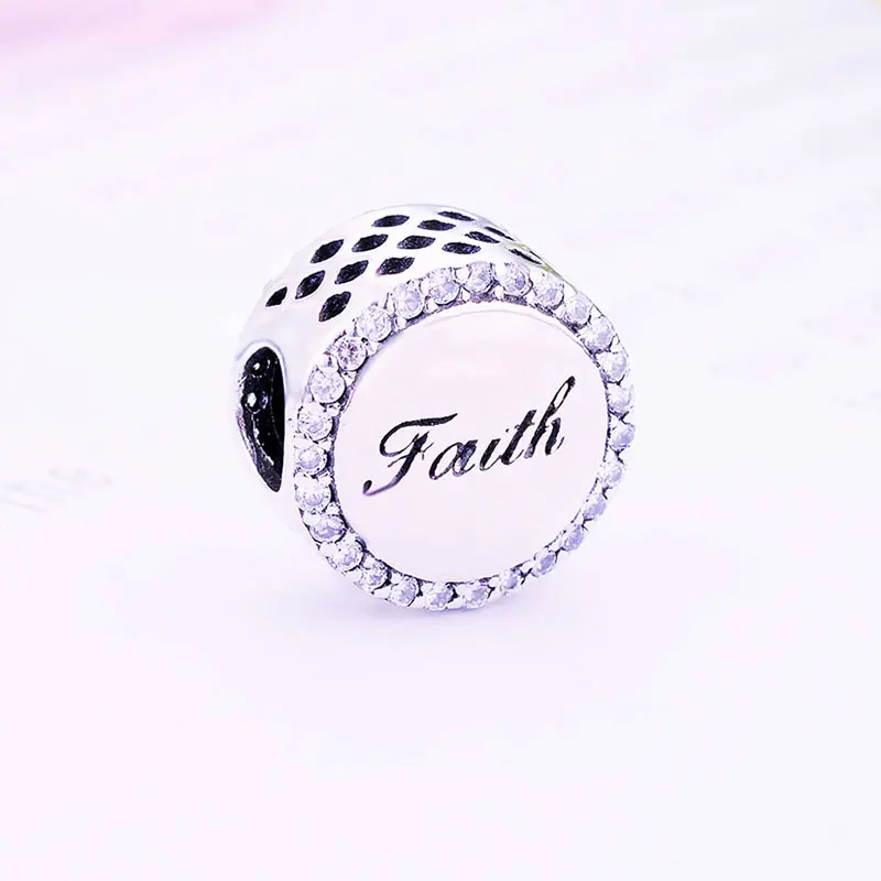 Браслет с шармами Love is Faith из серебра 100% пробы|Бусины| |