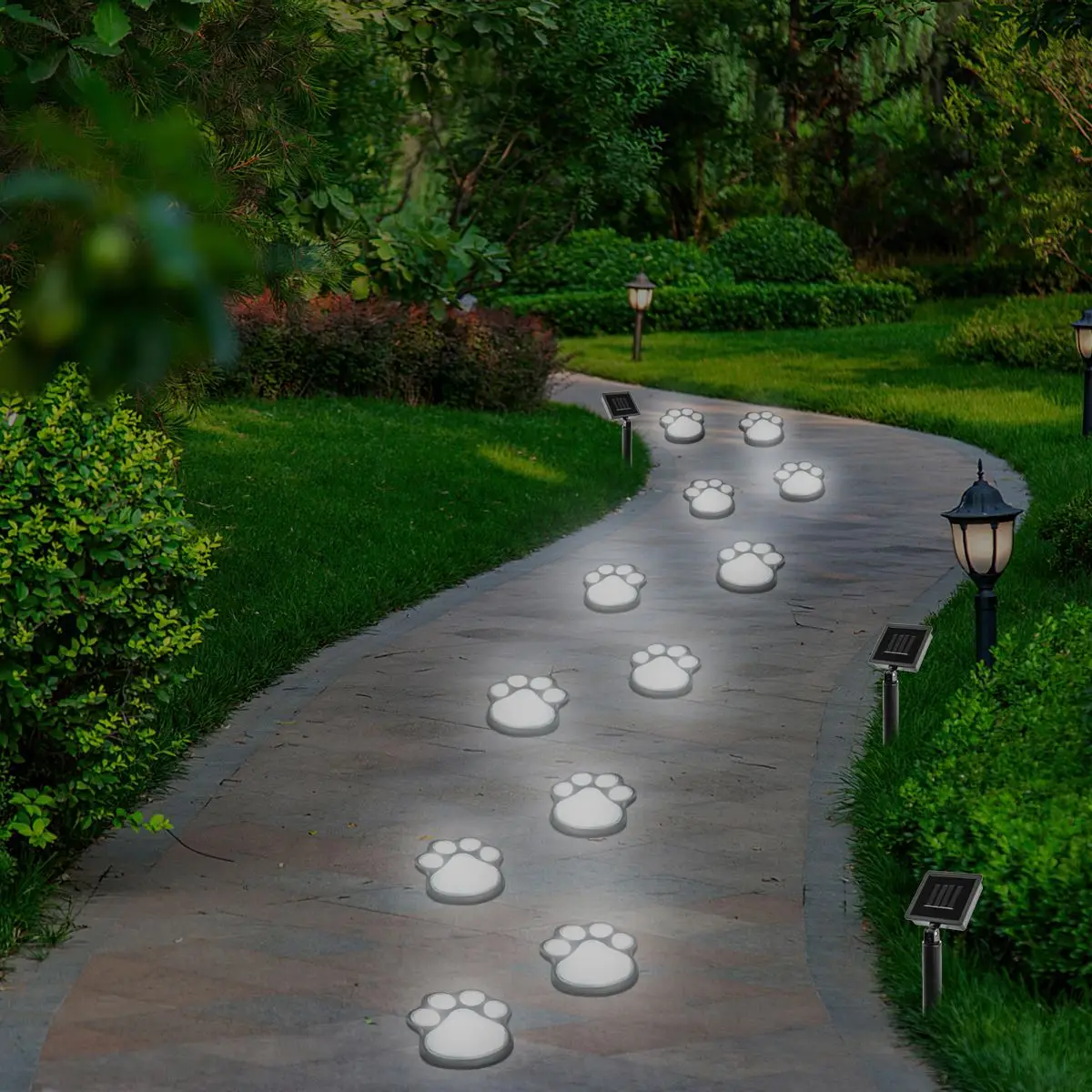 

4 Led Solar Powered Cat Animal Paw Print LED Lights Garden Outdoors Light Path Walkway Lawn Decoration Light