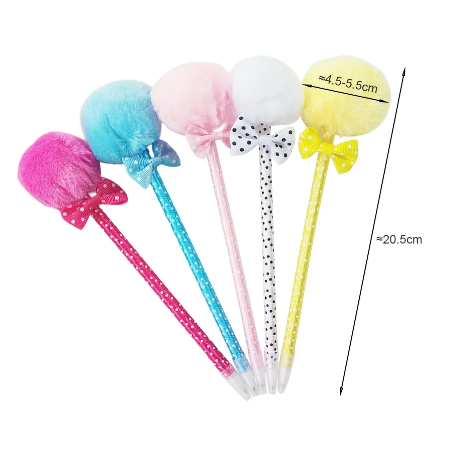 36 шт./лот точечная шариковая ручка с бантом и Плюшевым Мехом Ленточные шариковые