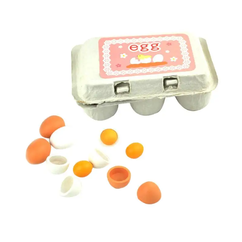 6 шт. детская кухня ролевые игры дерево еда яйца игрушки Моделирование Яйца