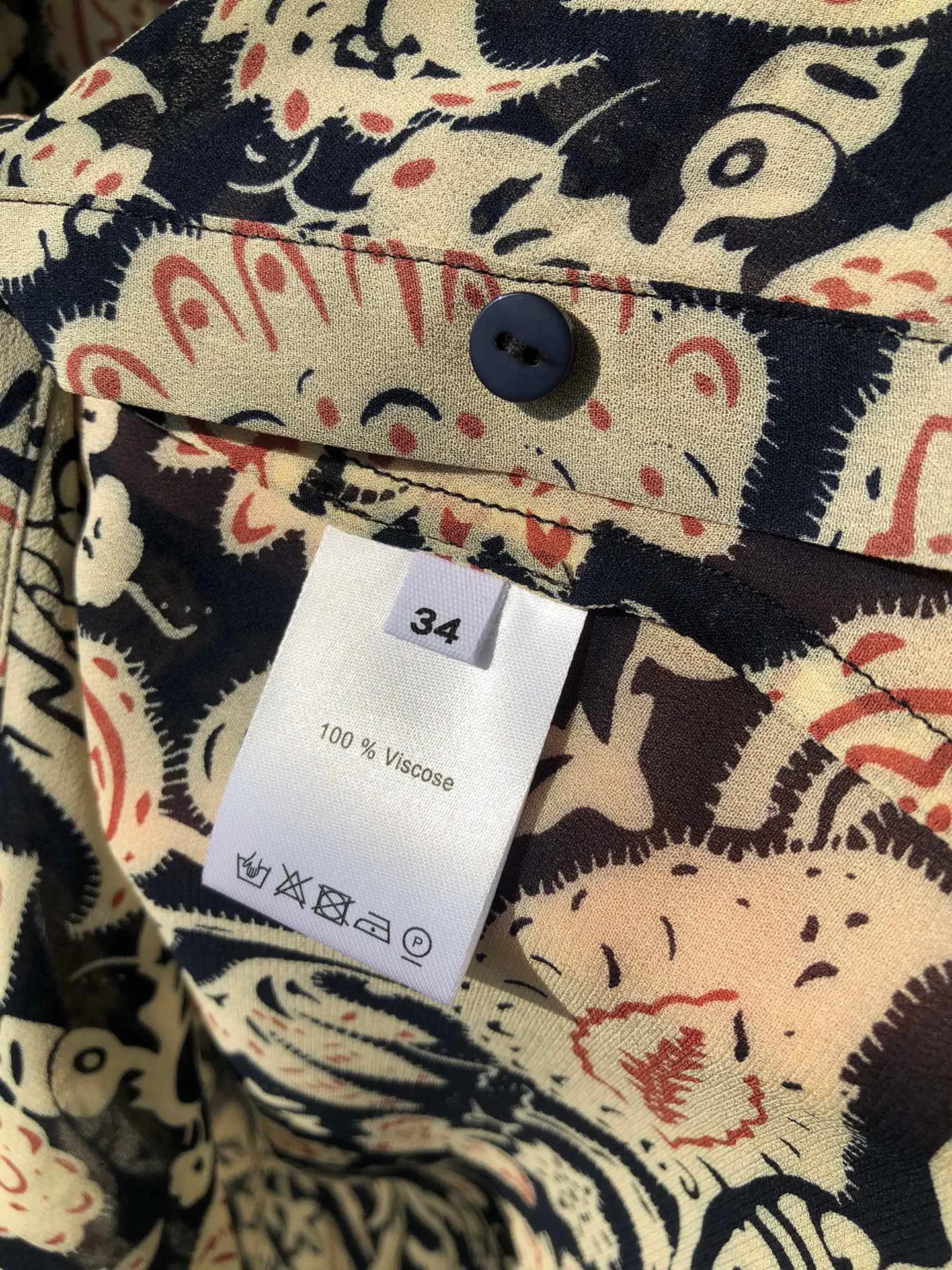 

100% Viscose Women Vintage Print Shirt 2021 New Long Sleeve Ruffled Collar Casual Shirt Top Top with Buttons