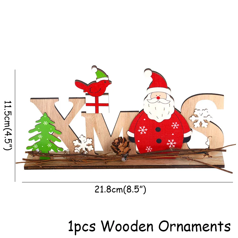 1set Wood Ornaments Рождественские украшения для дома веселая Рождественская елка рождественские украшения Санта Снеговик Noel Navidad год Natal - Цвет: 1set Wood Ornaments