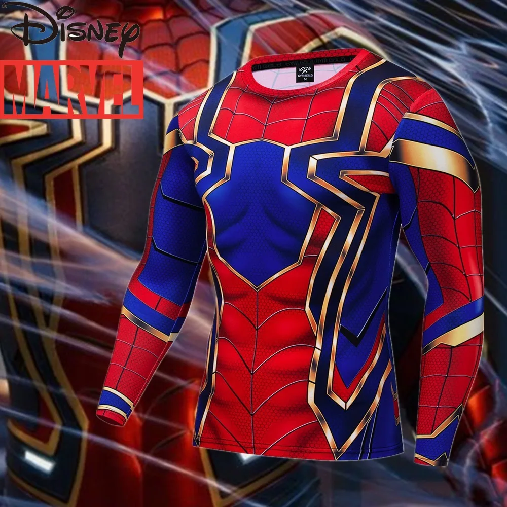 

Marvel Spider-Man T-shirt long-sleeved tights Avengers 4 Men's tights and quick-drying fitness clothes