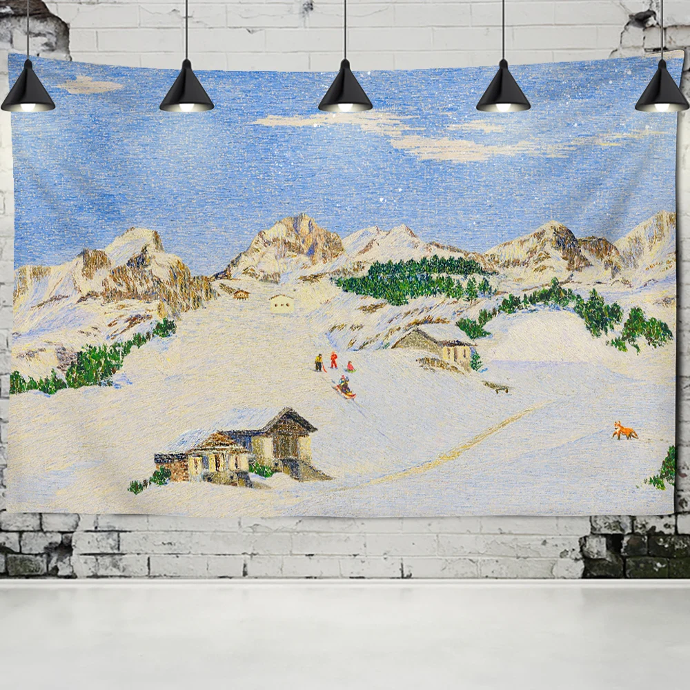 Картина маслом Печать гобелен зимние Лыжный Спорт Тур палатка Одеяло Декор дом