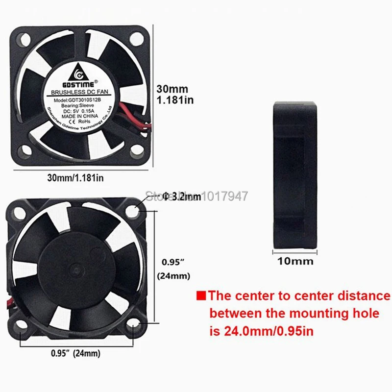 Мини-вентилятор охлаждения Gdstime DC 5V 2Pin 30mm 3010 30x30x10mm 10 шт. в партии | Компьютеры и