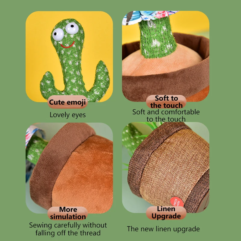 CAIBEI говорящий кактус электронные плюшевые игрушки танцор пение и танцы для детей