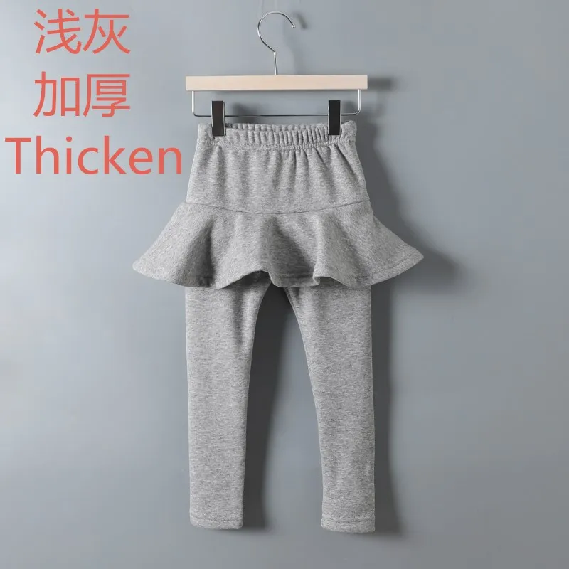 Thicken Light gray Осенние хлопковые детские штаны леггинсы для малышей зимние Утепленные штаны для малышей штаны для девочек леггинсы юбка-брюки для девочек теплая одежда - Цвет: Thicken Light gray